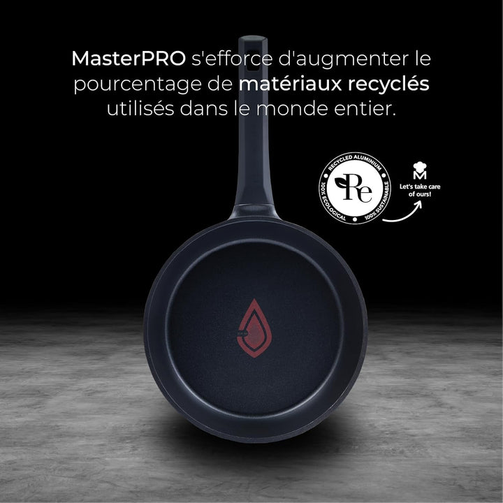 MasterPRO Gastro Reeco - Kochgeschirr-Set aus Aluminiumguss - 3 Pfannen 28, 24 und 20cm - 1 Schöpflö