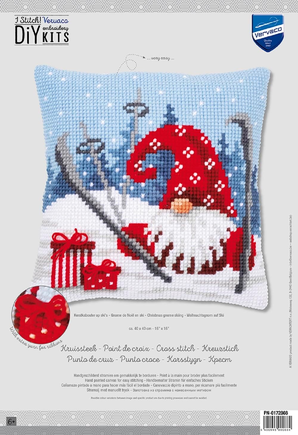 Vervaco PN-0172808 Kreuzstichkissen, Mehrfarbig, 40x40cm
