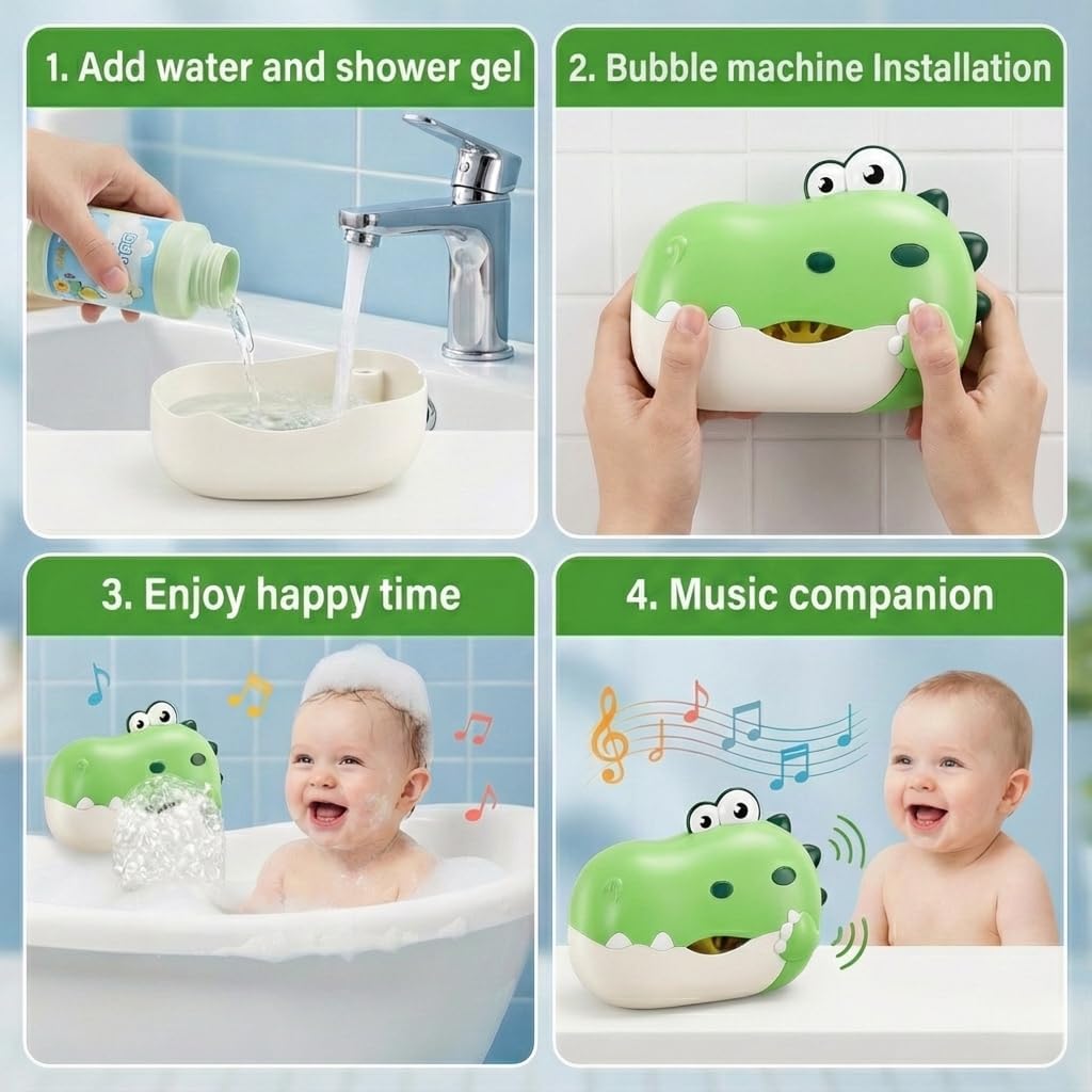 Badewannenspielzeug ab 1 2 3 4 5 Jahre, Badespielzeug Baby mit Musik, Badespielzeug Bubble, Dinosaur
