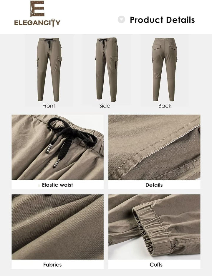 Elegancity Cargohose Herren Chino Hose mit 6 Taschen Cargo Hose Stretch Jogginghose für Männer mit B