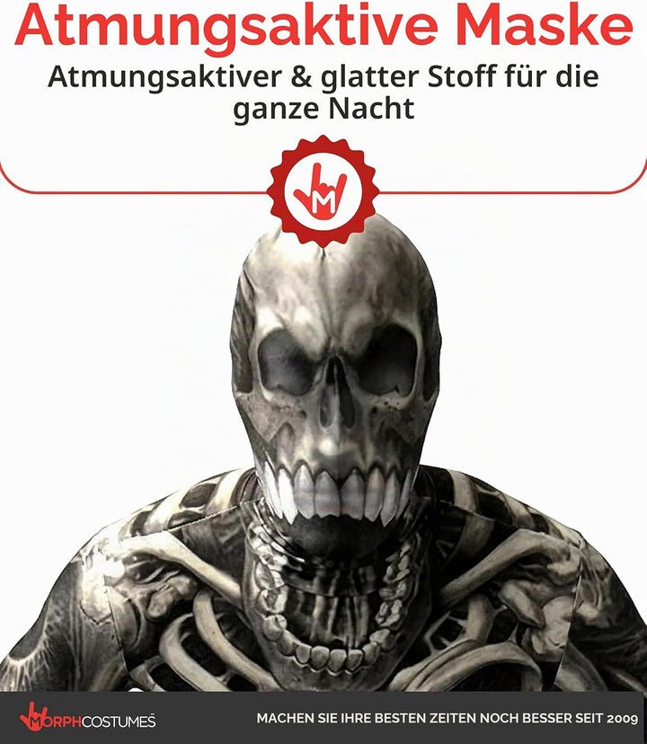 Morphsuits Skelett Kostüm für Erwachsene, Monster Verkleidung, Halloween und Karneval - XL XL Schäde