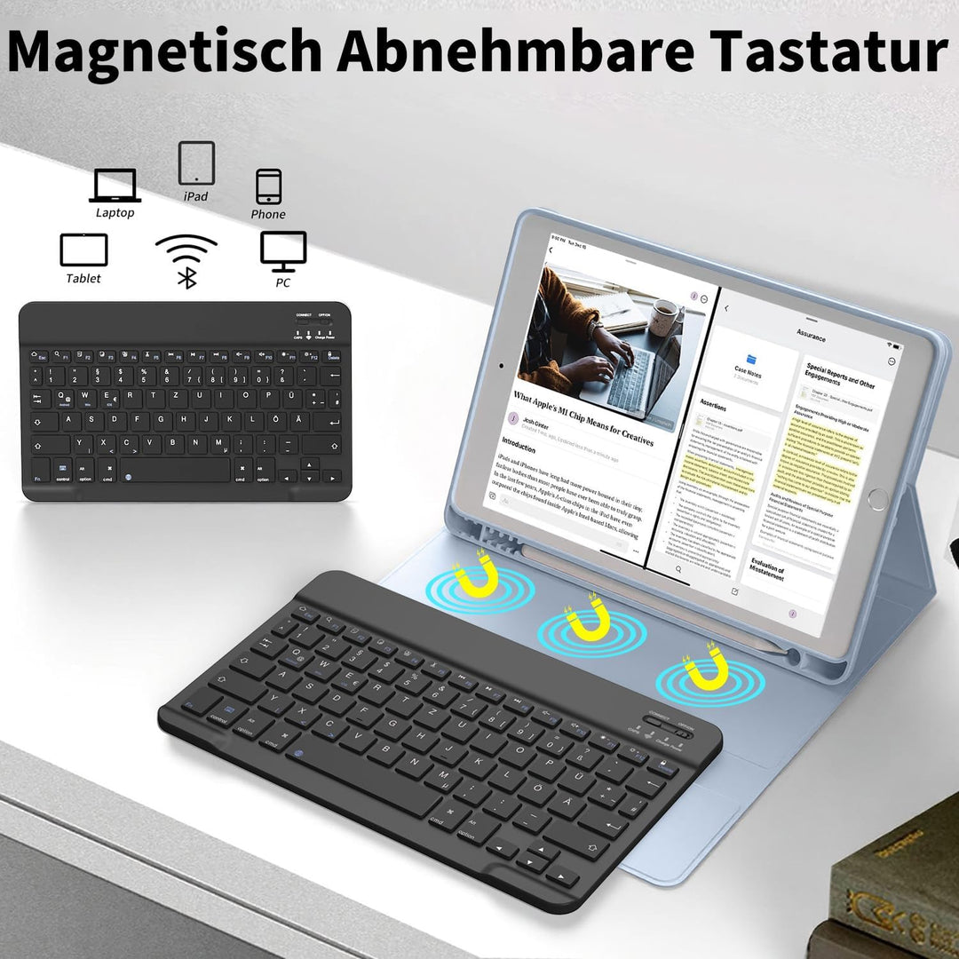 aoub Hülle mit Tastatur für iPad 9. Generation/iPad 8. Generation/iPad 7. Generation, Hülle mit Tast