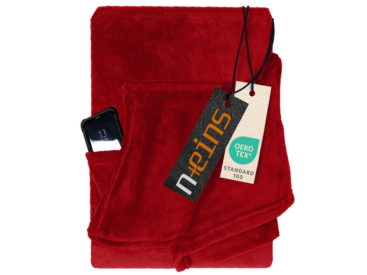 npluseins Decke mit Ärmeln Geschenke für Frauen und Männer 130x180 cm TV Deckenpullover Kuscheldecke