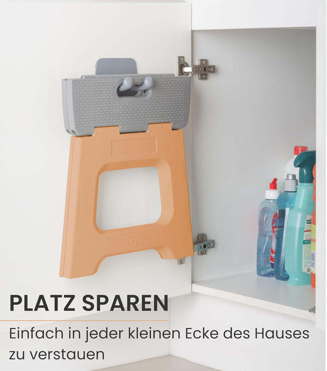 Vigar Kompakte Tritthocker Klappbar für Erwachsene, 27 cm, Klapphocker Faltbar 150 kg rutschfest, Le