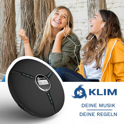 KLIM Discman - Tragbarer CD Player mit eingebautem Akku, inklusive KLIM Fusion Kopfhörer. Kompakter