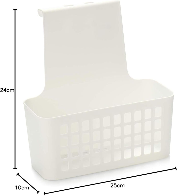 com-four® 2X Hängekorb, robuste Aufbewahrungsbox aus Kunststoff, Organizer für Küche, Bad und Kleide