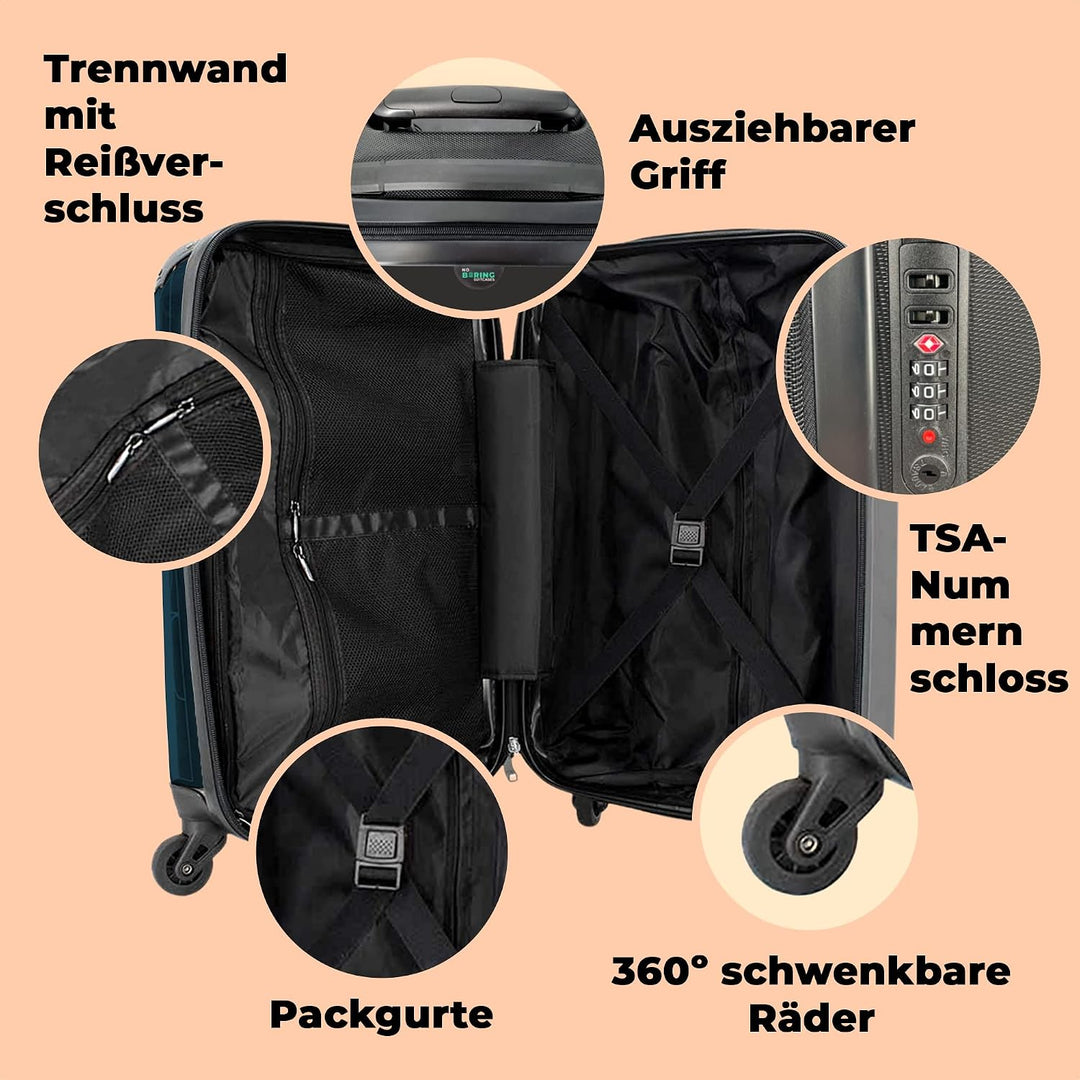 NoBoringSuitcases.com® Koffer Handgepäck Trolley Rollkoffer Kleine Reisekoffer mit 4 Rollen - Hund -