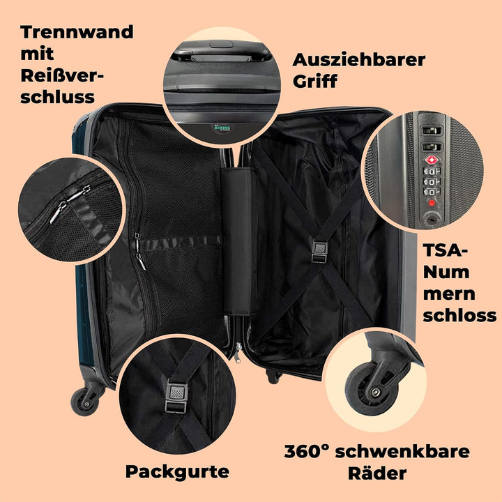 NoBoringSuitcases.com® Koffer Handgepäck Trolley Rollkoffer Kleine Reisekoffer mit 4 Rollen - Hund -