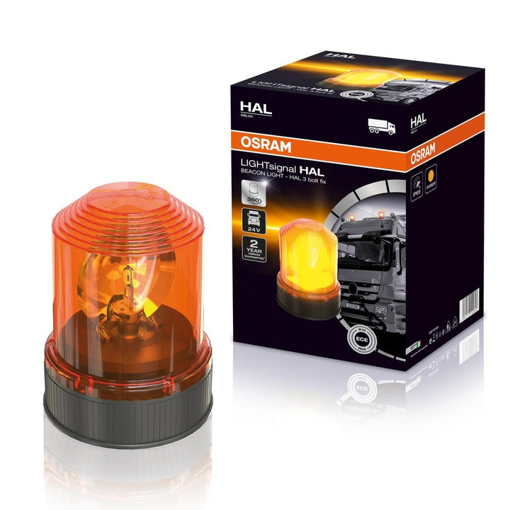 OSRAM LIGHTsignal HALOGEN BEACON LIGHT, Rundumleuchte 360°, gelbe Blinkleuchte, strassenzugelassene