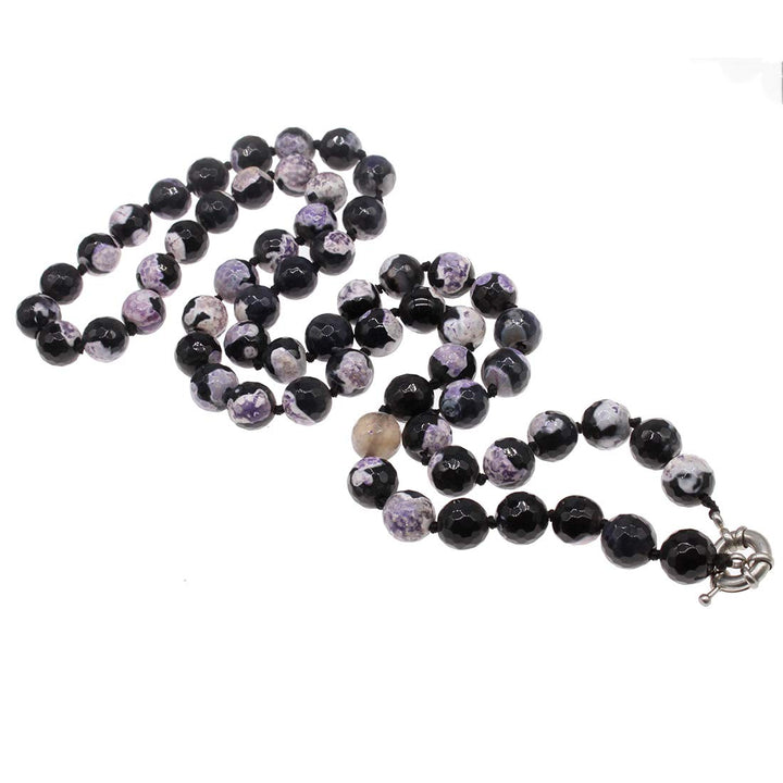 TreasureBay Frauen 12mm natürlichen Edelstein Halskette 75cm lang (lila Achat) ...