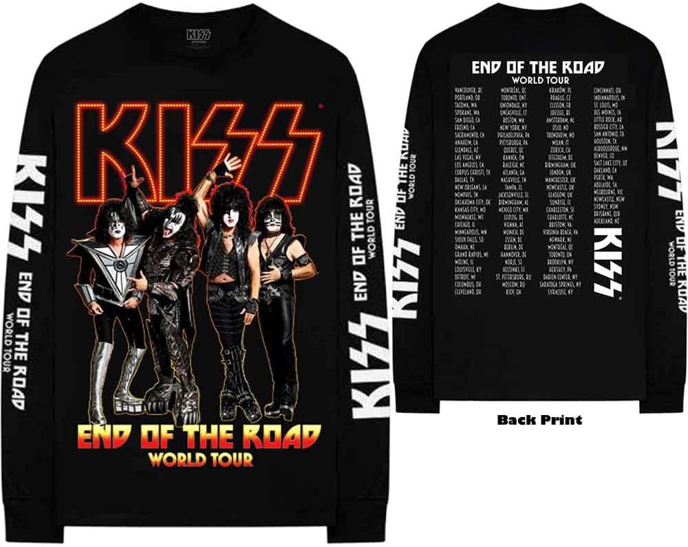 KISS T Shirt End of The Road Tour Band Logo offiziell Unisex Schwarz Long Sleeve M