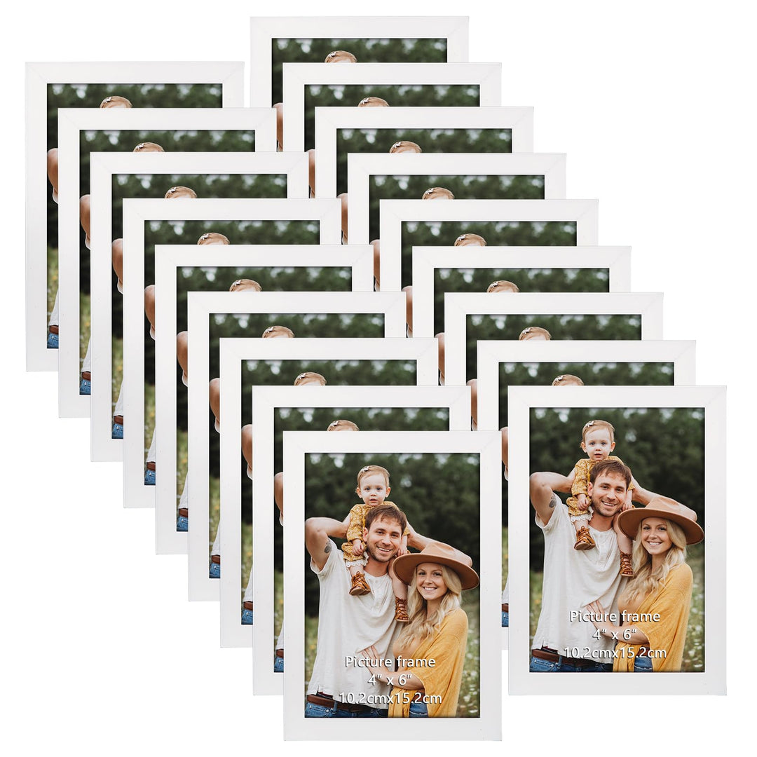 Hoikwo 18 Stück Bilderrahmen Set 10x15 cm, Weiss Fotorahmen Collage für Wohnzimmer Schlafzimmer Kind