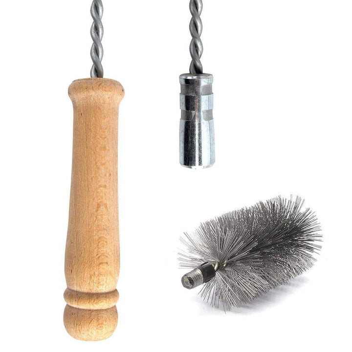 Schubstange Kesselstab FLEXIBEL Holzgriff M12 Länge 120cm + 90 mm Heizkesselbürste Kesselbürsten Ofe