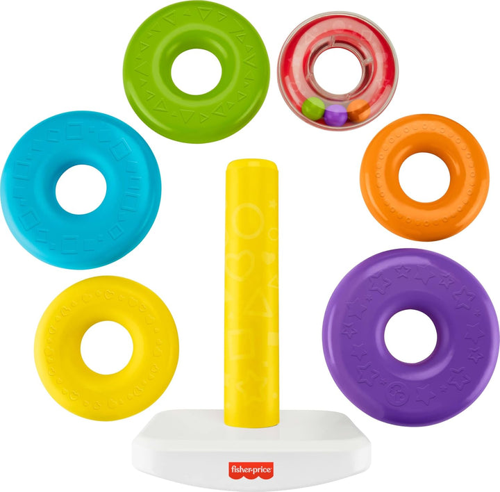 Fisher-Price GJW15 - GJW15 Gigantische Farbring Pyramide, Stapelspielzeug mit Ringen für Babys und K
