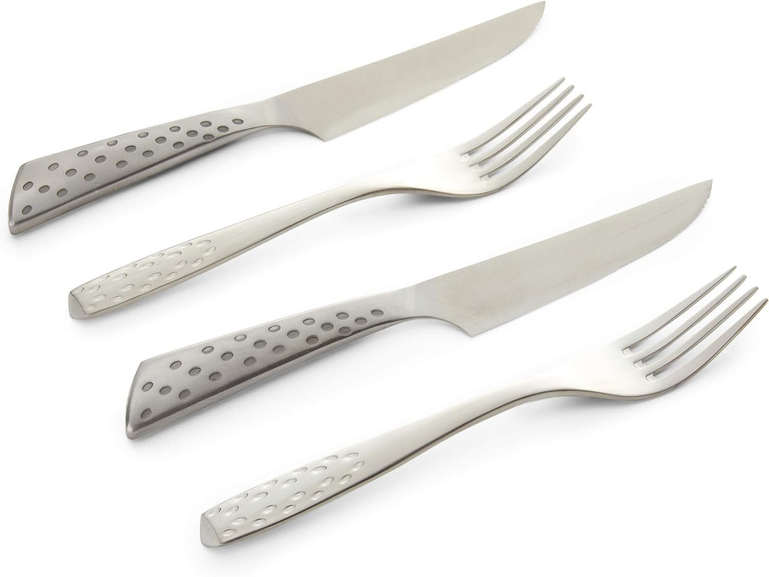 Weber 17077 Deluxe Steakbesteck Set, 4-teilig, Edelstahl, gezahnte Klinge, Silber