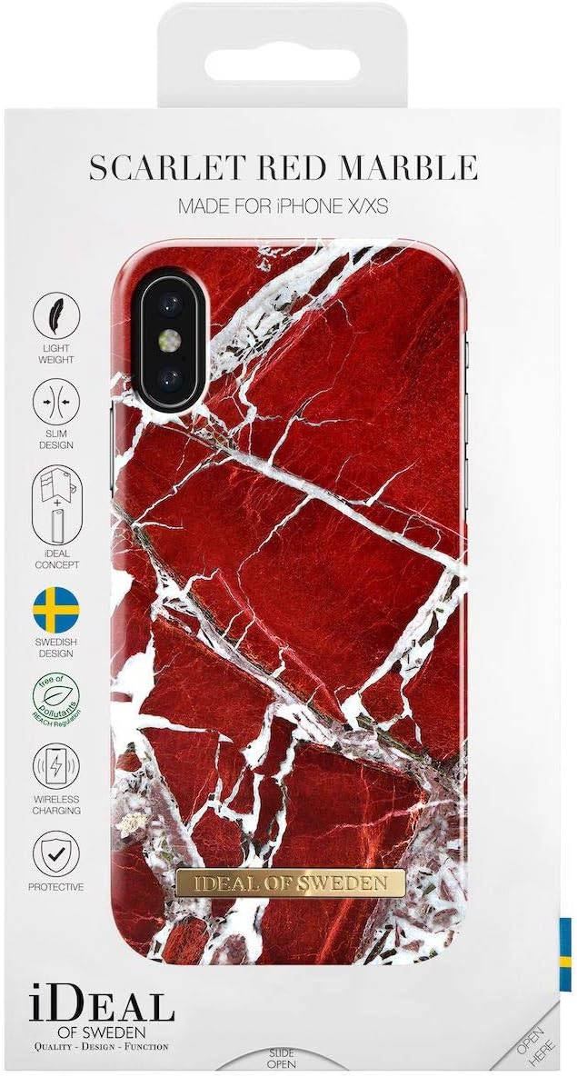 IDEAL OF SWEDEN Handyhülle für iPhone XS & X (Scarlet Red Marble)