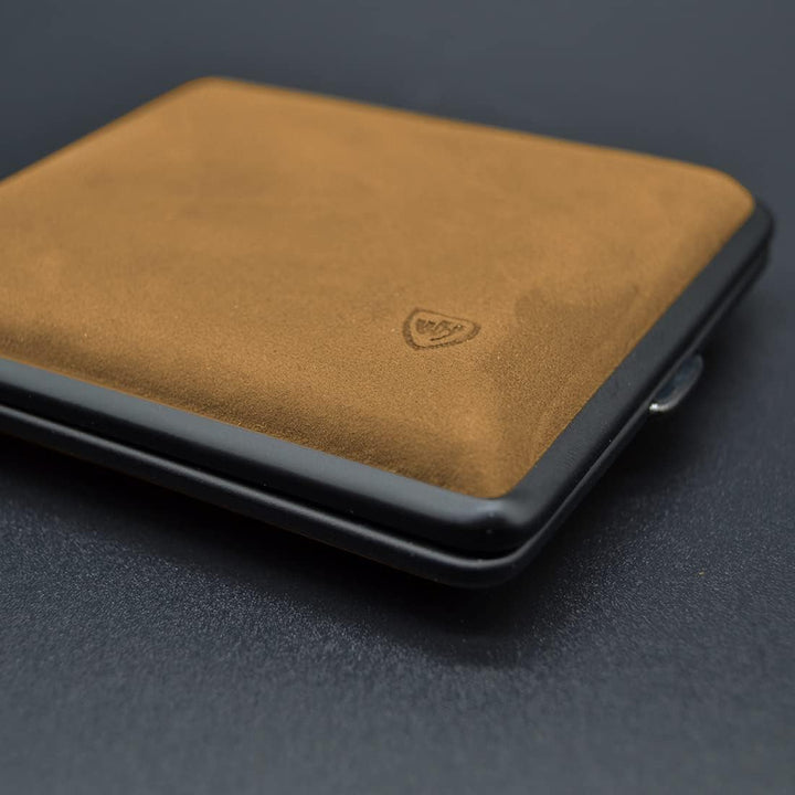 Zigarettenetui Echtleder, Handmade in Germany, Hellbraun, 85mm - Etui, Zigarettenbox, Hellbraun