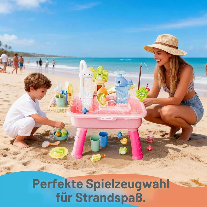 Generisch 4-in-1 Kinder Waschbecken Mit Wasserfunktion &amp; Sand Und Wassertisch, 54 X 29 X 53cm, Wasse