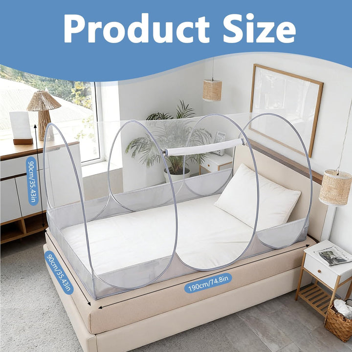Faltbares Moskitonetz für Einzelbett, Ultraleichtes Tragbares Pop-up Moskitonetz Bett mit Reissversc