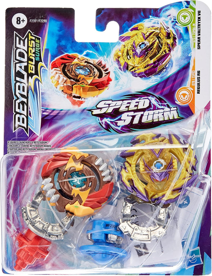 Beyblade Burst Surge Speedstorm Spear Valtryek V6 und Regulus R6 Kreisel Doppelpack – 2 Battle Kreis