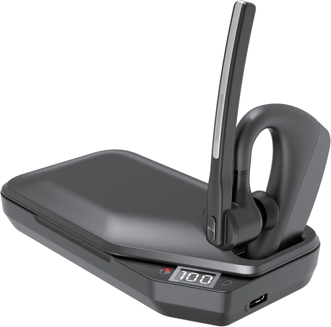 Conambo Bluetooth Headset V5.2, kabelloser Ohrhörer mit 750-mAh-Ladeetui, 64 Stunden Gesprächszeit,