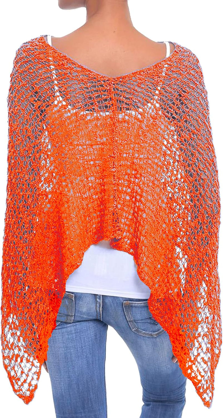 JOPHY & CO. Damen-Poncho aus Netzstoff, Strickoptik, schulterfrei, für Sommer und Frühling, leicht u