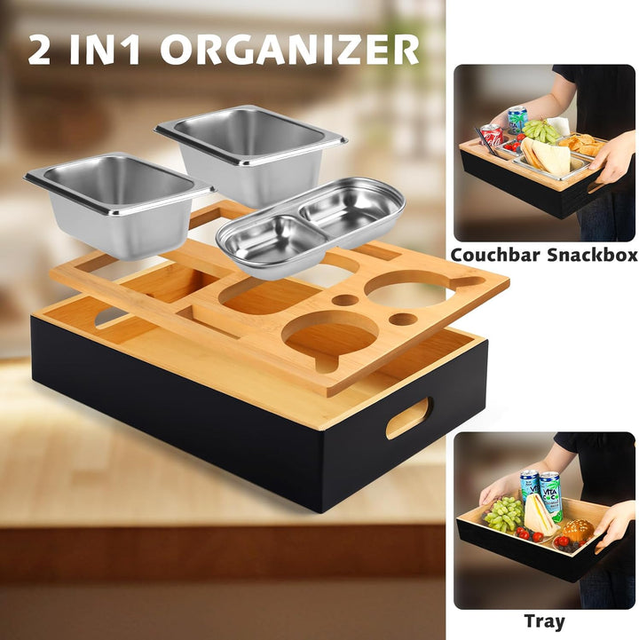 Couchbar Snackbox Sofatablett,Geburtstagsgeschenk für männer, Snackspender mit Snackschale, Getränke
