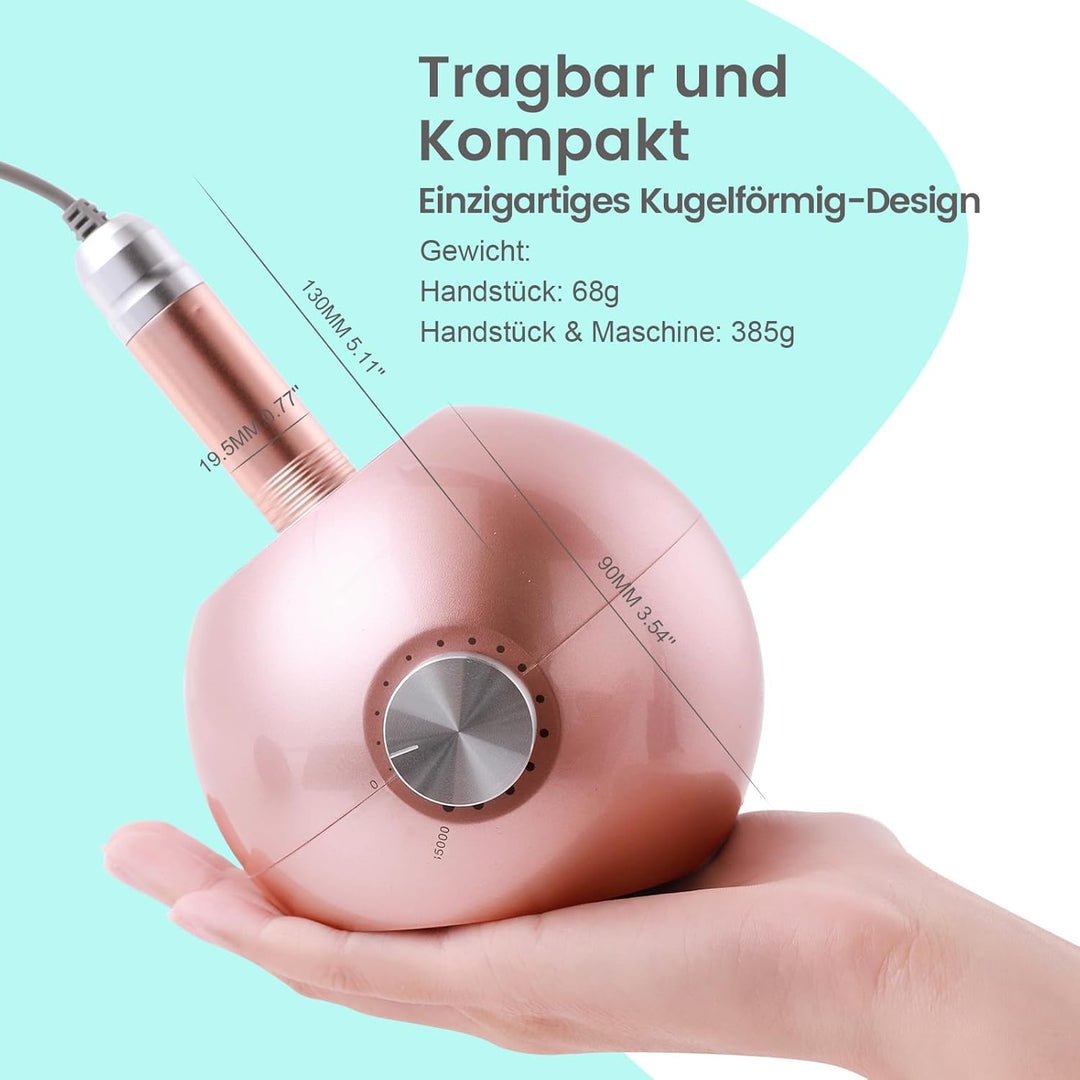 Nagelfräser, 6 in 1 Wiederaufladbare Elektrische Nagelfeile 35000 U/Min für Gelnägel, Einstellbarer