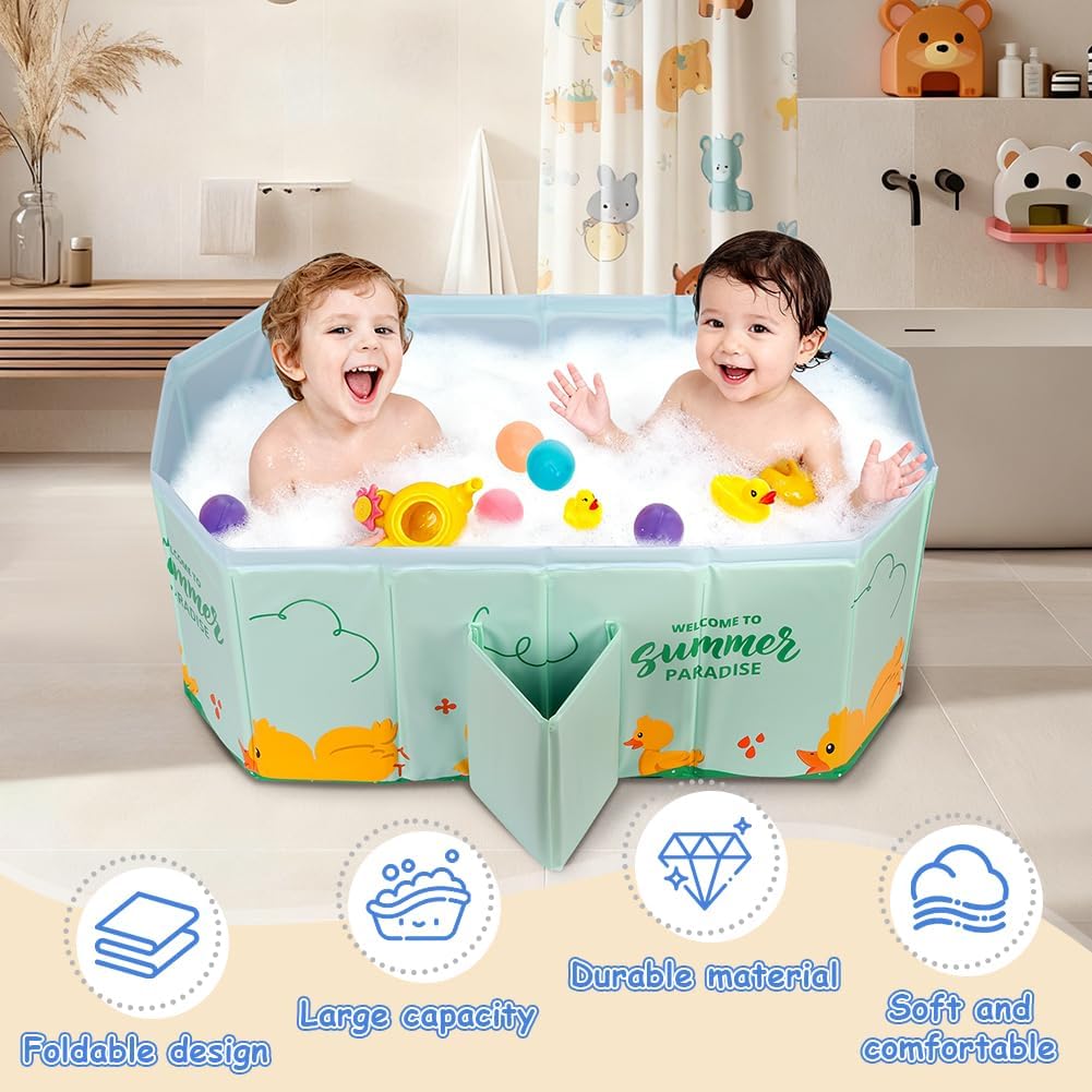 Faltbare Badewanne Kinder Tragbare Säuglings Badewanne Baby mit Ablassschraube Integrierte Tragbare