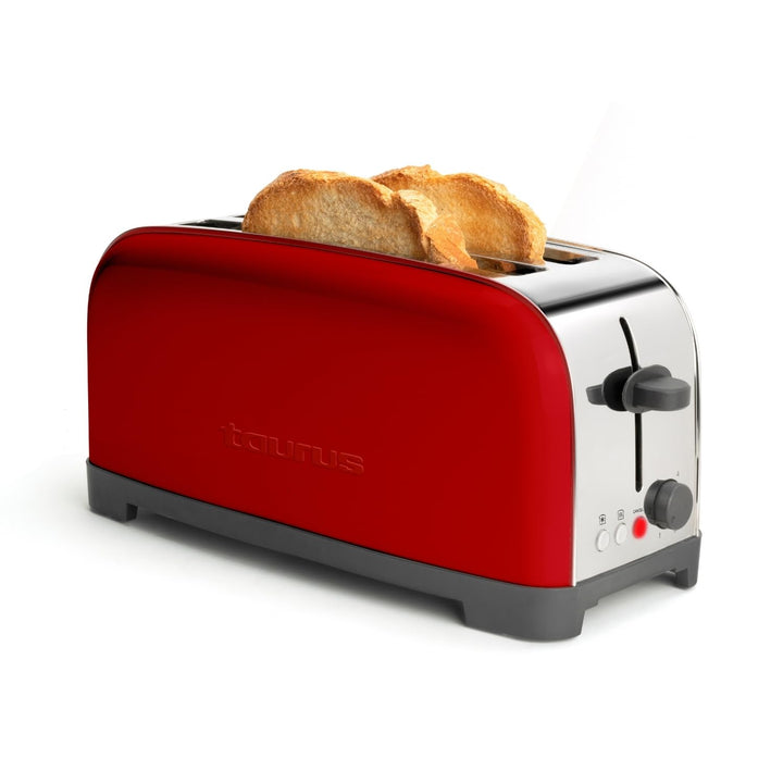 Taurus - Toaster 1400 W | Vintage Rot | 2 extra lange Schlitze | 6 Bräunungsstufen | Auftauen, Aufwä