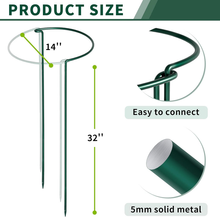 6 Stück Pflanzenstützen Staudenhalter Halbrund Gross 35x80cm,Robuste 5mm Draht Metall Pflanzenhalter