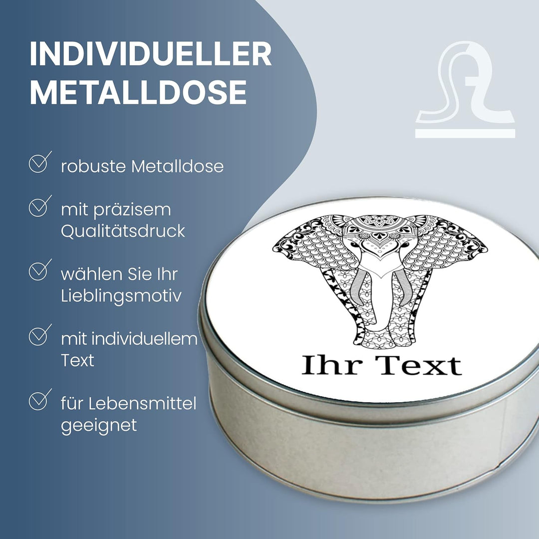 gravur-farbik.de – personalisierbare runde Dose mit Name oder Wunschtext – Zentangle Stern Motive –