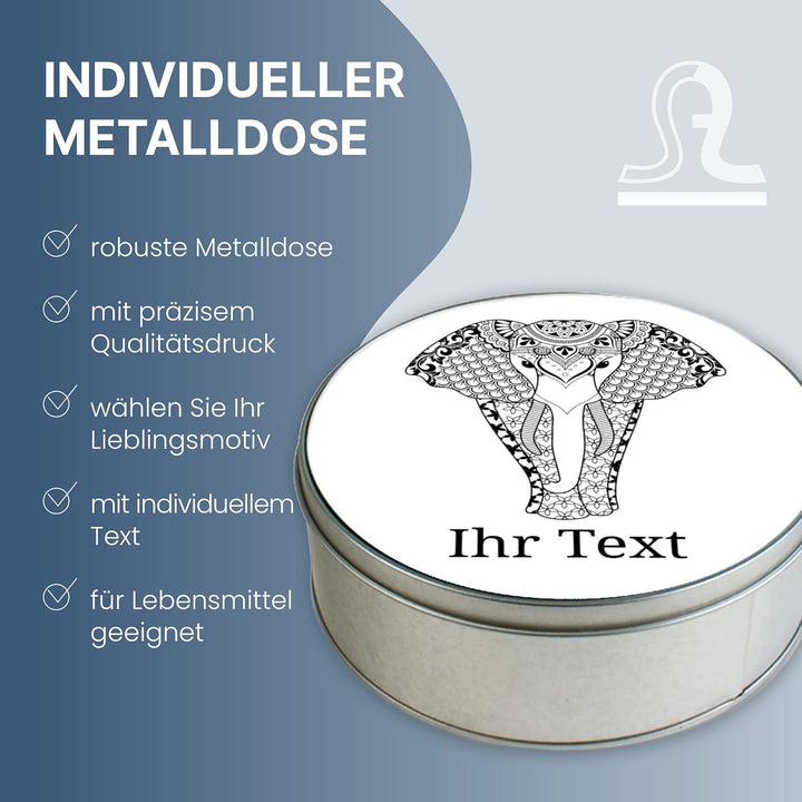 gravur-farbik.de – personalisierbare runde Dose mit Name oder Wunschtext – Zentangle Stern Motive –