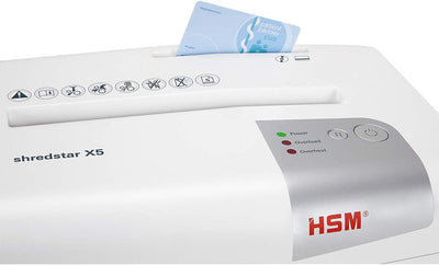 HSM shredstar X5 Aktenvernichter, Sicherheitsstufe P-4, 5 Blatt (Partikelschnitt) mit CD-Schredder w