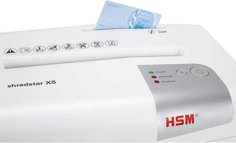 HSM shredstar X5 Aktenvernichter, Sicherheitsstufe P-4, 5 Blatt (Partikelschnitt) mit CD-Schredder w