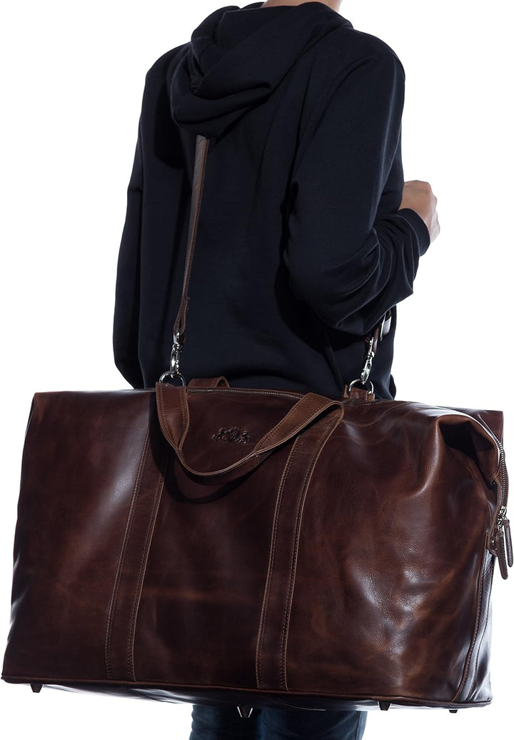 SID & VAIN XL Reisetasche Chester aus Premium Leder I Sporttasche gross XXL gross für Herren I Weeke