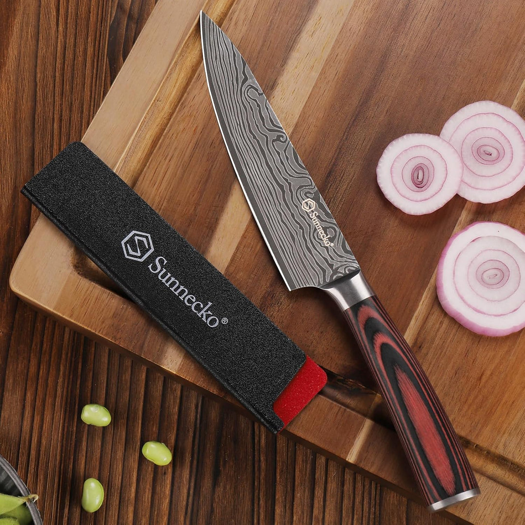 Sunnecko 14cm Küchenmesser Kochmesser Profi Messer - Klein Küchenmesser Edelstahl Fleischmesser mit