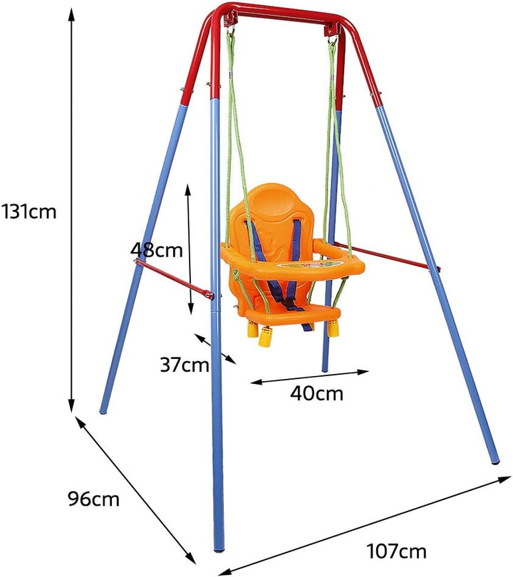 3-in-1 Babyschaukel, Kinderschaukel, Sitz mit Rückenlehne und Gürtel, abnehmbare Armlehnen, Gartensc