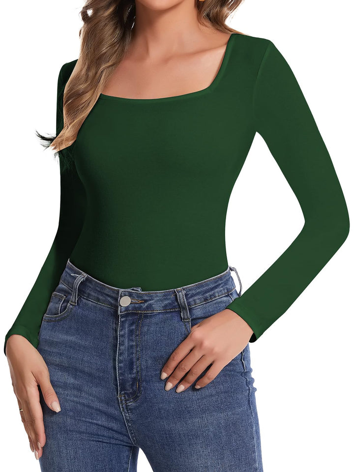SHAPERIN Oberteile Damen Langarm Eng Langarmshirt Rundhals Einfarbige T-Shirts Lässige Blusen Top Ec