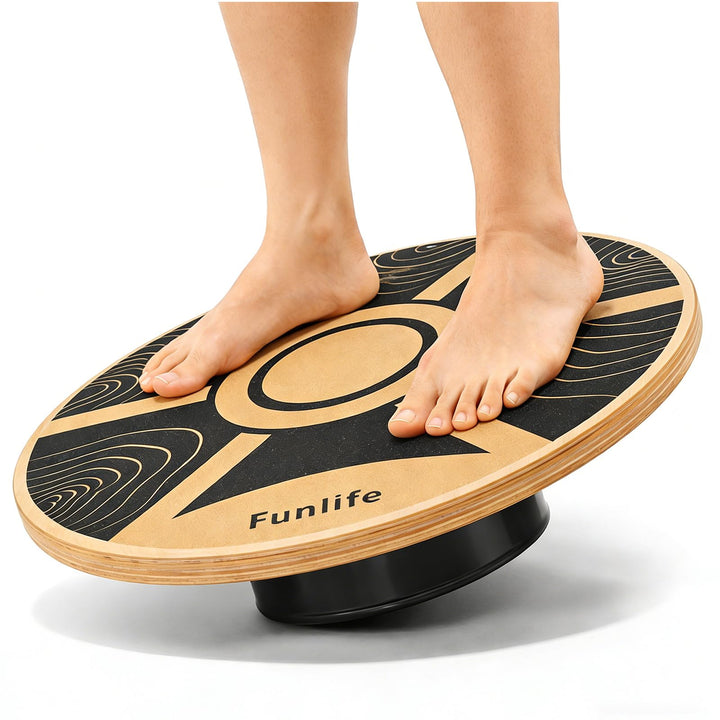 FunLife Balance Board aus Holz – Stabiler Gleichgewichtstrainer für Core Training, Fitness & Balance