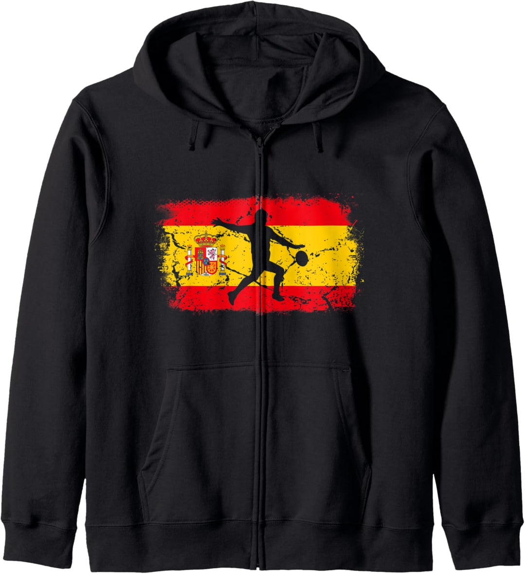 Spanisch Rugby Football-Spieler Ball auf Distressed Spanien- Kapuzenjacke
