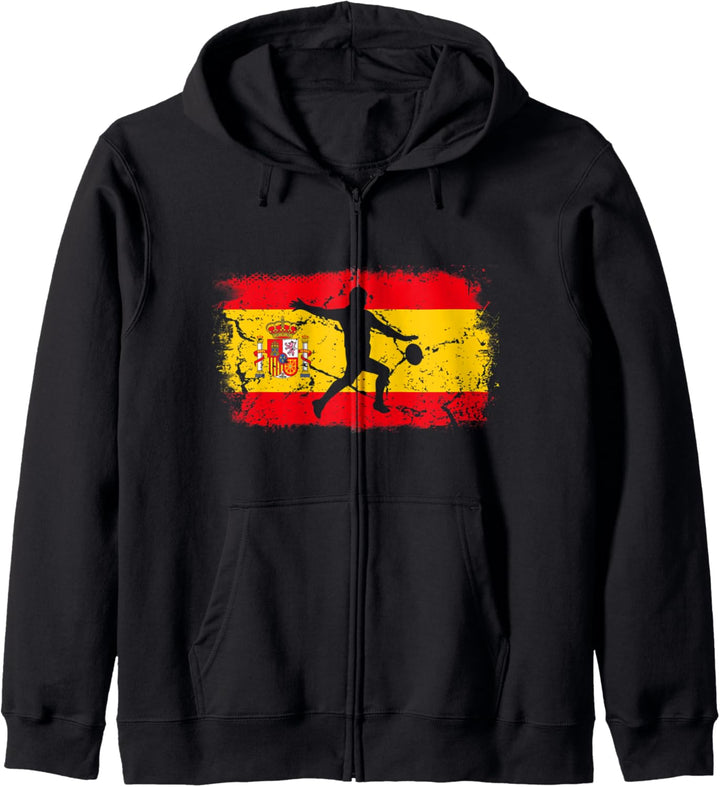 Spanisch Rugby Football-Spieler Ball auf Distressed Spanien- Kapuzenjacke