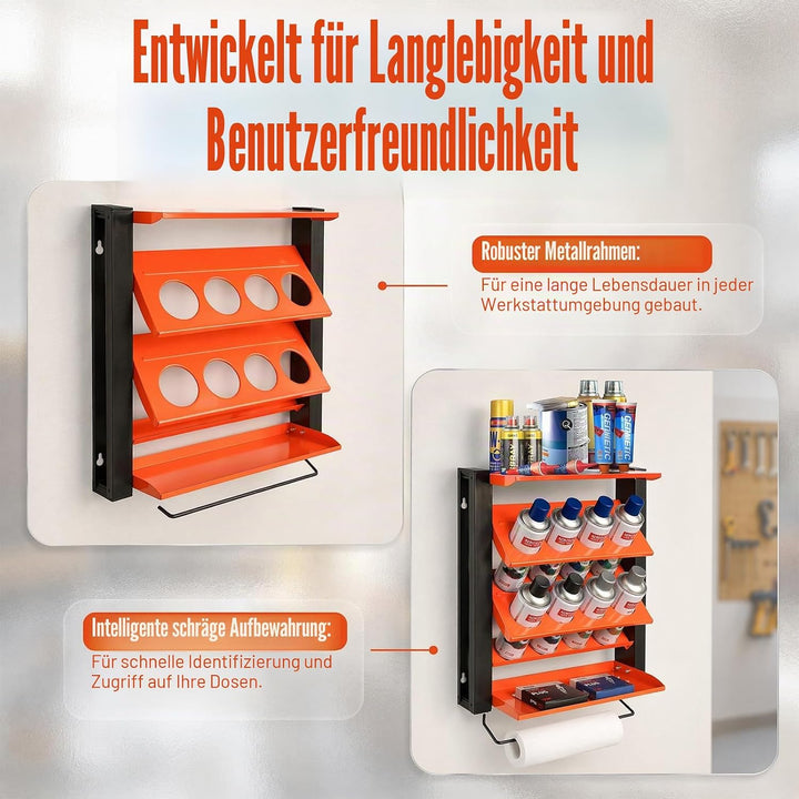 Dosenhalter 8 Stück Spraydosenhalter, Sprühdosenhalter für Garage Werkstatt, robuster Sprühdosen-Org
