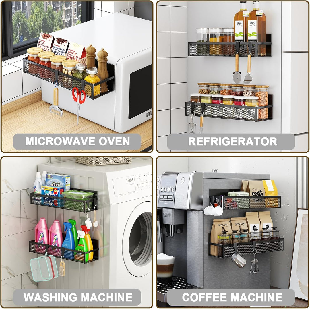 Magnetisches Gewürzregal für Kühlschrank, 2 Pack Magnetregal, Kühlschrank Magnet Organizer mit beweg