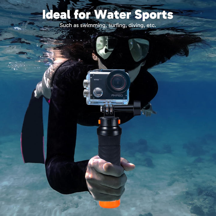 AKASO Action Cam 4K30FPS 20MP mit Schwimmender Handgriff und Tasche WiFi 40M Unterwasserkamera Wasse