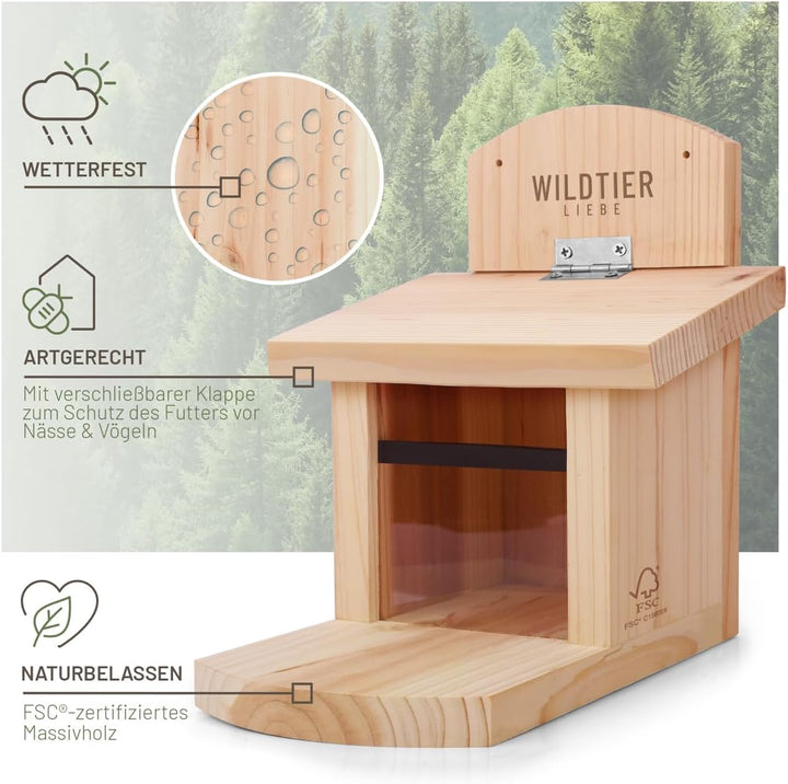 wildtier liebe Eichhörnchen Futterhaus wetterfest I aus verschraubtem Massiv-Holz Futterstelle I Fut
