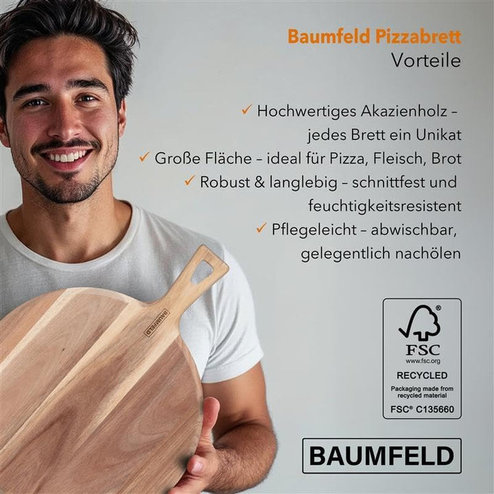 Pizzabrett rund aus Akazienholz – Stil und Funktionalität für deine Küche