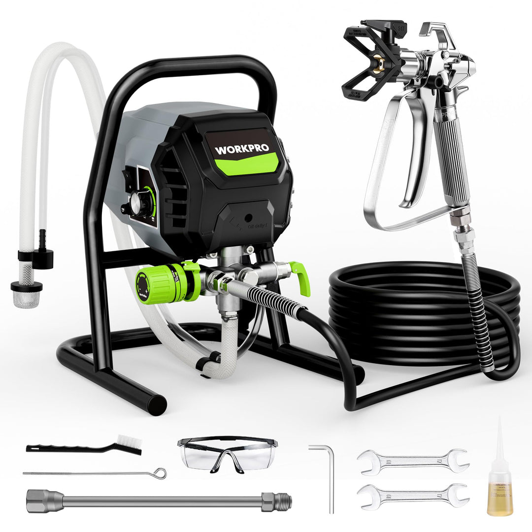 WORKPRO 700 W Airless Farbsprühsystem, Airless Farbsprühgerät mit 3 Verstellbaren Druckstufen, Ideal