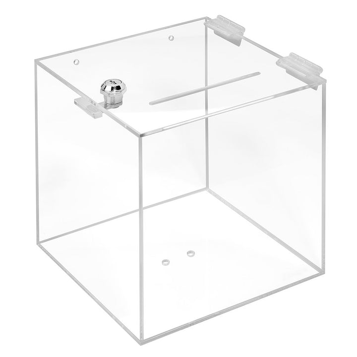 Losbox aus Acrylglas mit Schloss in 200x200x200mm - Zeigis® / Spendenbox/Aktionsbox/Gewinnspielbox/t