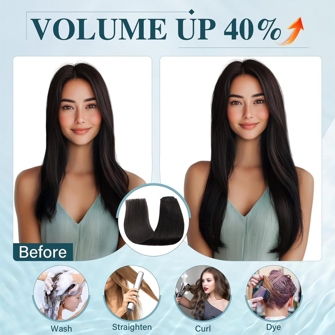 Elailite Clip in Extensions Echthaar, 5 Pcs Remy Haarverlängerung mit 12 Clips, 45cm-70g Glattes Haa